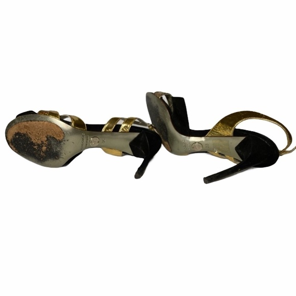 DOLCE & GABBANA Black Suede Gold Leather & snake - Picture 5 of 7